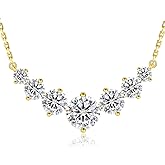 KRKC Valentine's Day Gift for Women, Moissanite Pendant Necklace, 5CT Lab Created Diamond Necklace, VVS1 Clarity D Color, Adjustable S925 Sterling Silver Chain 14K White Gold Plated, Birthday Gifts for Wife Mom Her