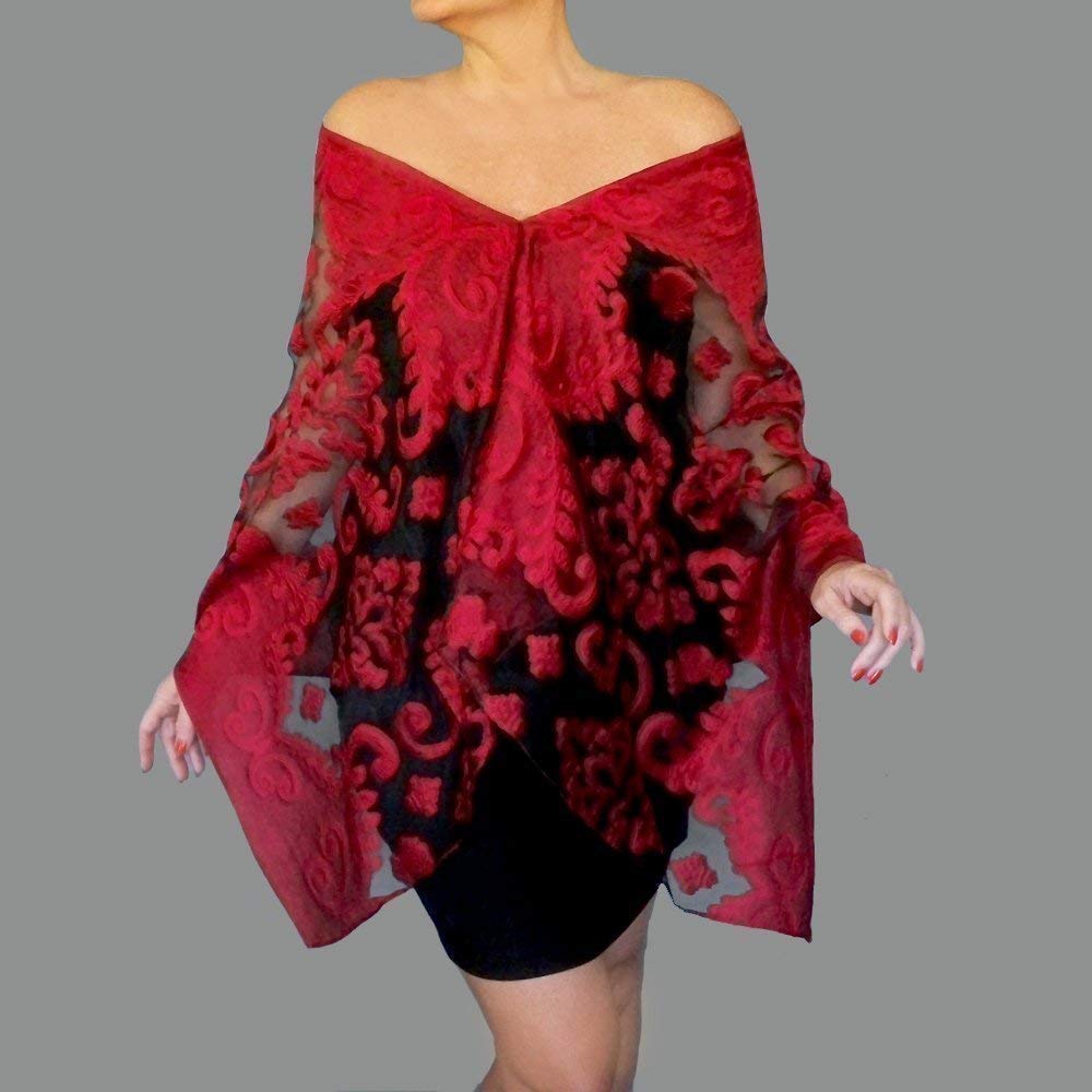 Red sheer shawl Clearance