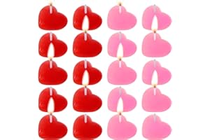 ISHUA 20 Pcs Heart Floating Candles Centerpieces, 1.4 Inch Unscented Floating Candles Small Decoration for Valentine's Day, Thanksgiving, Wedding, Holiday, Parties and Home Decor(Multicolor A)