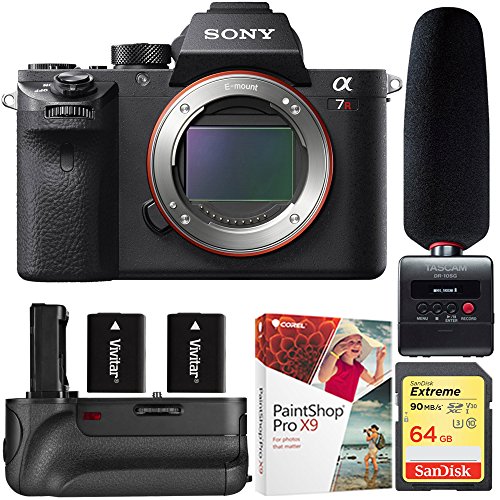 Sony-a7R-II-Full-frame-Mirrorless-Interchangeable-Lens-424MP-Camera-Body-Only-ILCE-7RM2B-Tascam-DR-10SG-Audio-Recorder-Microphone-Kit