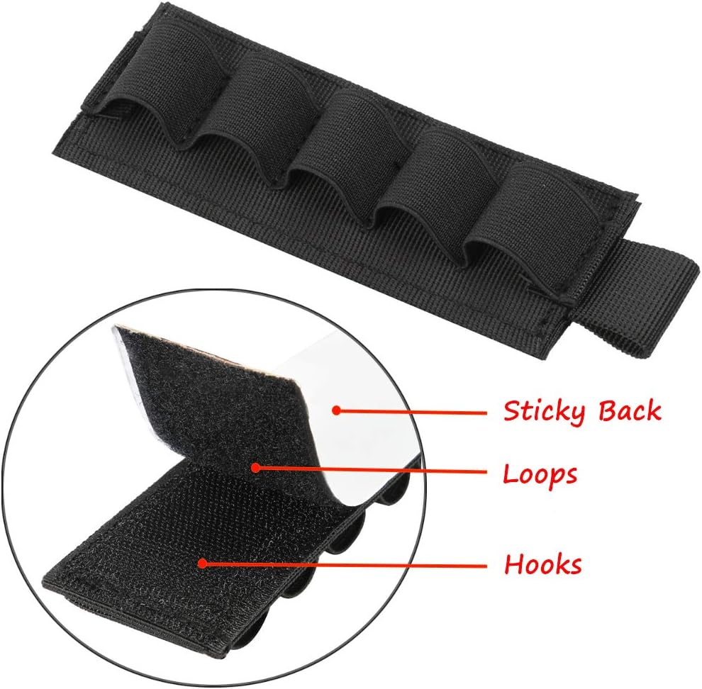 FUNANASUN Buttstock Holder Rifle Cartridge Shotgun Ammo Carrier Adhesive Side Saddle Nylon for 12Ga (5 Rounds- 2 Pack) : Sports & Outdoors