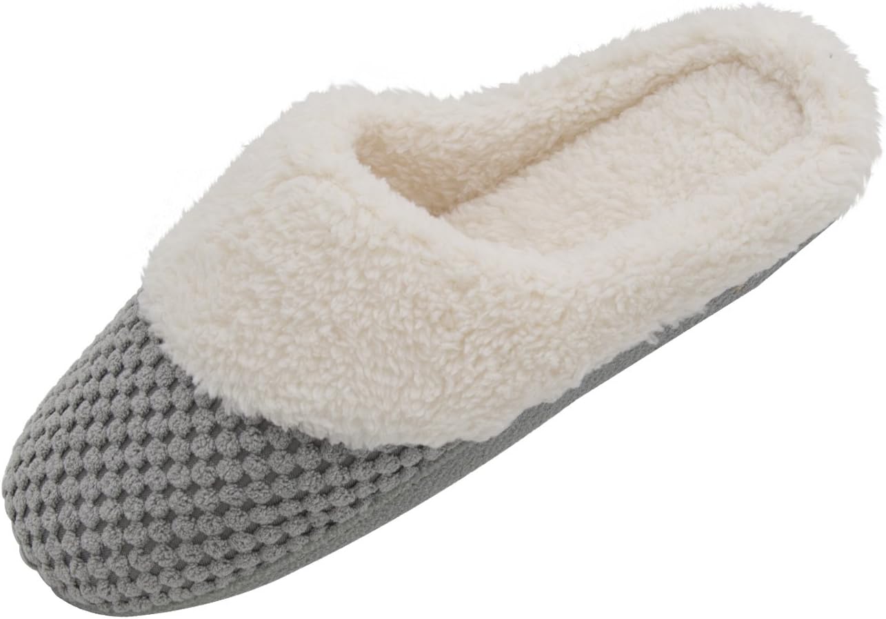 HushWear Ladies' Cozy Memory Foam Plush Gridding Velvet Lining Spa Thong Flip Flops Clog Style House Indoor Slippers