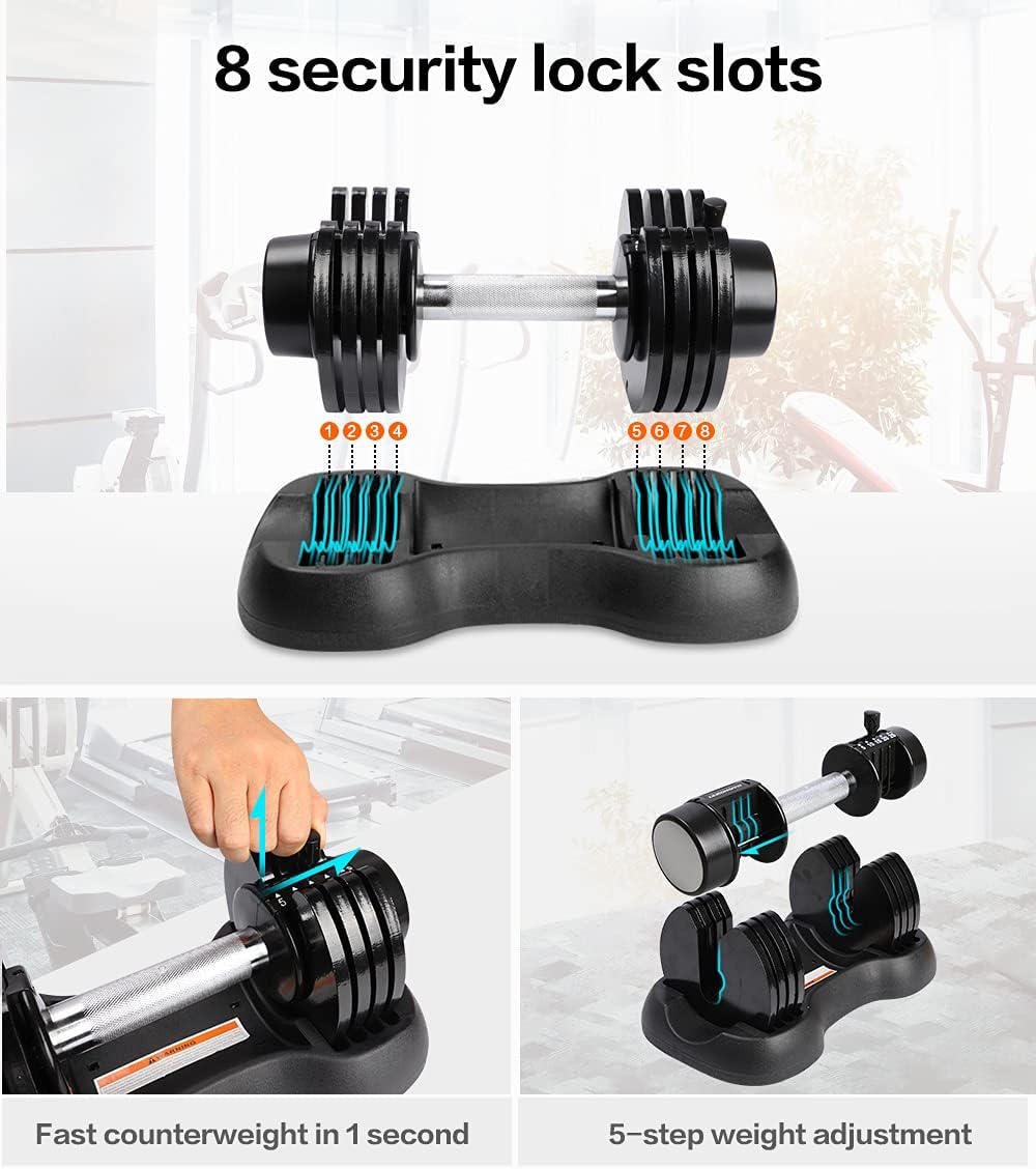 LEADNOVO Adjustable Dumbbells, Single 5-25Lbs Quick Adjust Weight Dumbbells for Home Gym Strength Training Fitness: Sports & Outdoors