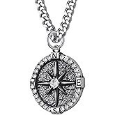 SOBHART Mens Compass Necklace Stainless Steel Navigator Compass Pendant Necklaces Chain Jewelry for Men 50/55/60/70cm