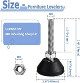 Mesee M8 Swivel Leg Levelers 6pk Nylon Anti-slip Adjustable Glide Feet for view 3