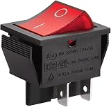 Heschen Rocker Switch ON-OFF DPST 4 Terminals Red Light 16A 250VAC view 7