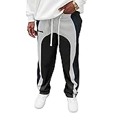 ZAFUL Men's Baggy Sweatpants Drawstring Straight Leg Workout Joggers Colorblock Casual Loose Lounge Pants