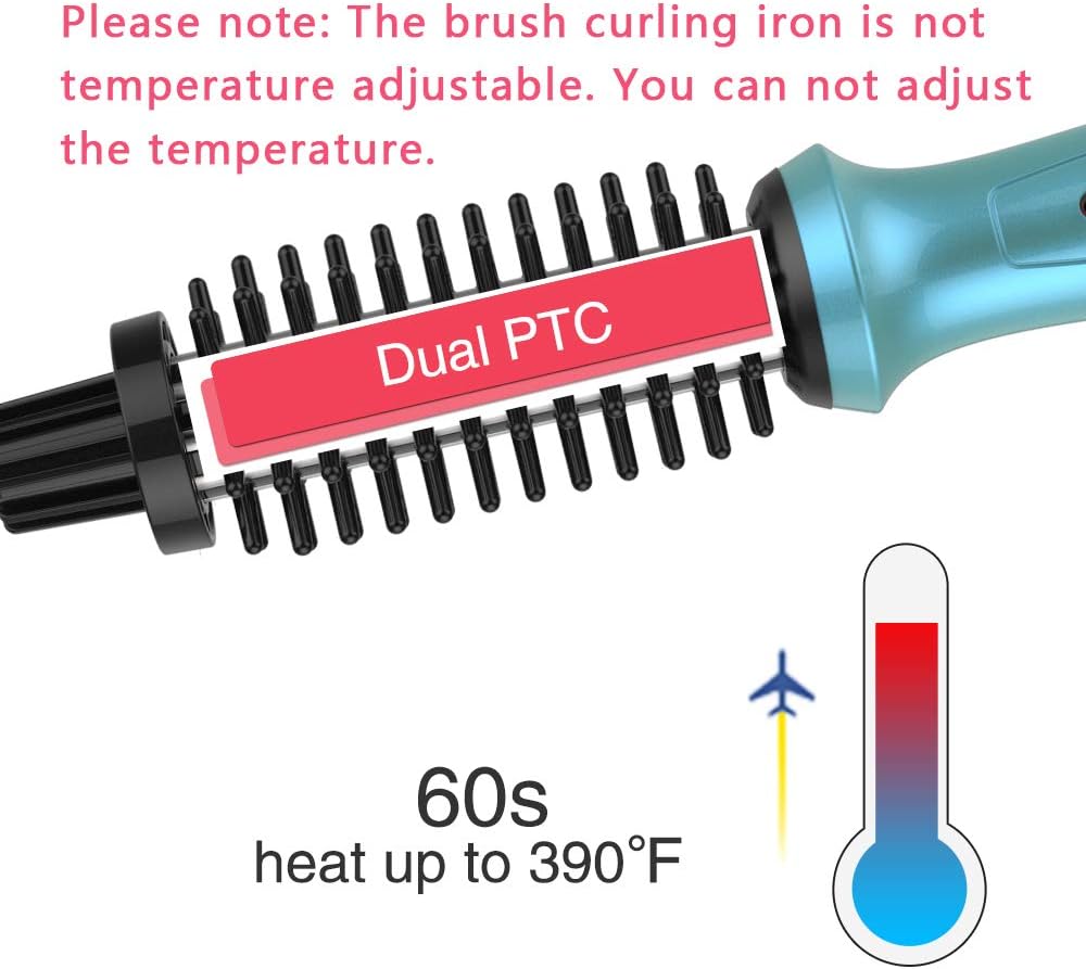 Mini Curling Iron PHOEBE Hair Brush for Travel, 3/4 Inch Dual Voltage Ceramic Tourmaline Ionic Hot Curler Brush with Traveling Bag for Europe, Professional Heated Brush Styler for Short Hair: Health & Personal Care