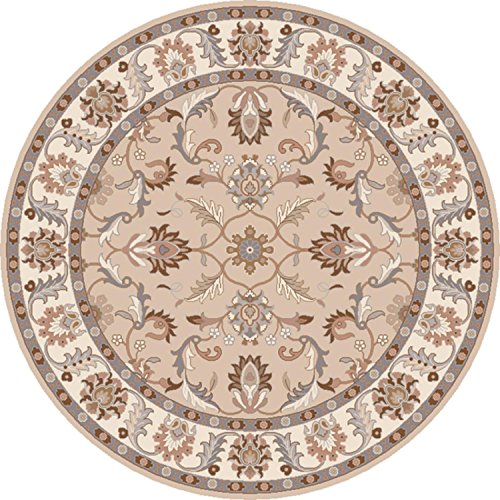Download 4' Publius Mushroom Brown and Creme Hand Tufted Wool Round Area Throw Rug