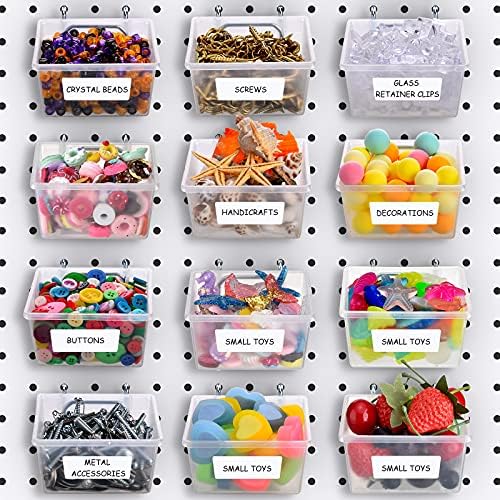 Pegboard Bins with Hooks and Labels, Pegboard Bins Kit DIY Pegboard