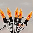 SUNSGNE E12 Flickering Flame Orange Night Light Bulbs, C18 String Light Bulbs For Halloween Christmas Party Decor - 1Watt/120 Volts/E12 Base(12 Pack
