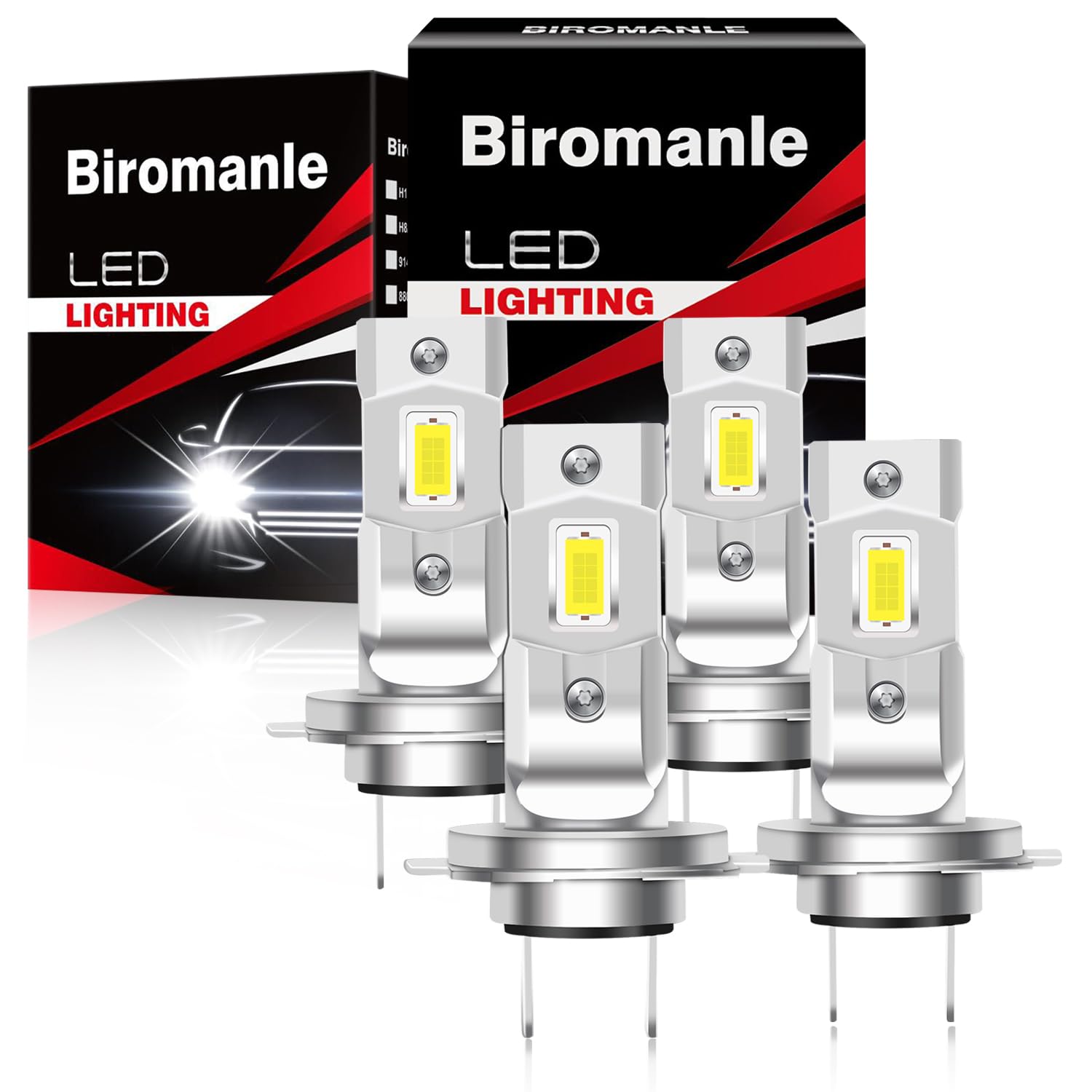 Photo 1 of Biromanle Compatible with 2007 2008 2009 2017 2018 Hyundai Santa Fe Hi/Lo Beam bulbs, H7 Hi/Lo Beam, 6000k white light 400% Brightness,Turn signal bulbs(Pack of 4)