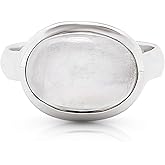 Koral Jewelry Oval Moonstone - 925 Sterling Silver Ring - BOHO Chic Jewelry - Fashionable and Stylish for Women with Velvet Gift Bag/Box - Made by Indian Artisans - Size 6-10