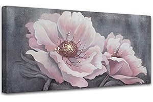 Pink Flowers Wall Decor for Living Room Botanical Wall Art for Bedroom Fashion Oil Painting Popular Wall Decorations for Home