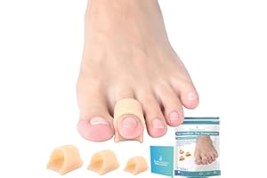 Byehambuni Hammer Toe Straightener, 6 Pack Hammer Toe Corrector for Women, Gel Toe Splints, for Curled, Crooked, Bent, Claw, Hammertoes, for Women and Men, 3 Different Sizes (Beige)