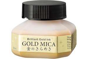 Kuretake Gold MICA Ink, for dip Pen, Brush, Artist, Non Toxic Paints, Metallic, 60ml, Ideal for Illustration, Lettering, Drawing, Writing, outlining on Bright and Dark Colored Papers