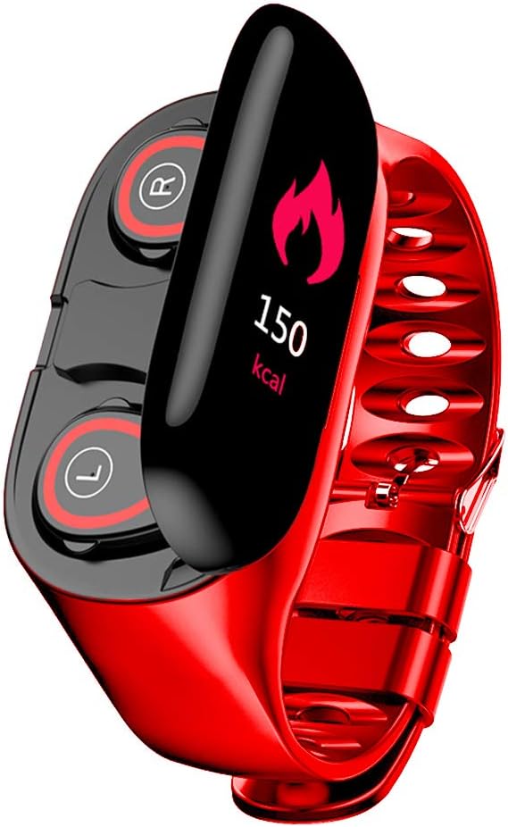 wudidianzi 2 in 1Smart Watch with Bluetooth Earphone Heart Rate Monitor Smart Wristband Fitness Tracker Bracelet