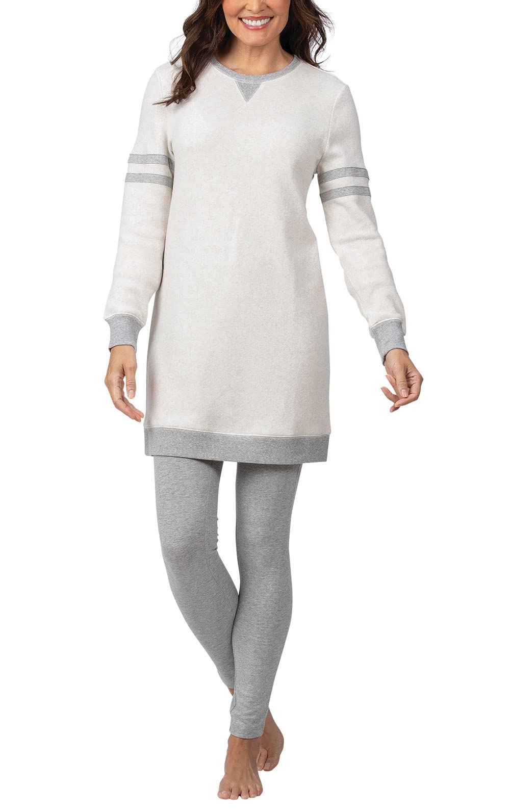 PajamaGram Womens Pajamas - Women PJs Sets, Sporty Sweatshirt, Oatmeal, XS Image