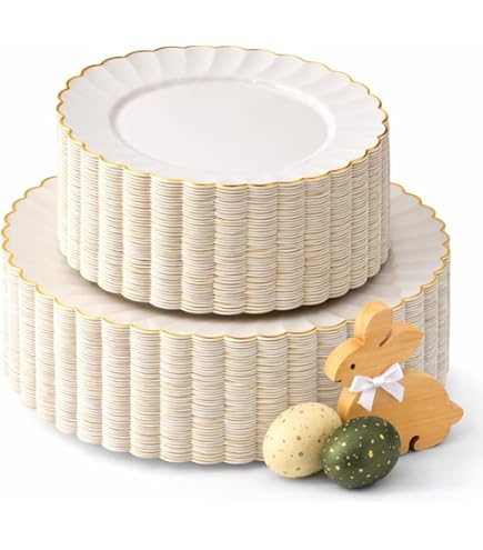 Amazon.com: By Madee HEAVYWEIGHT 60 Pc Ivory Scalloped Plastic