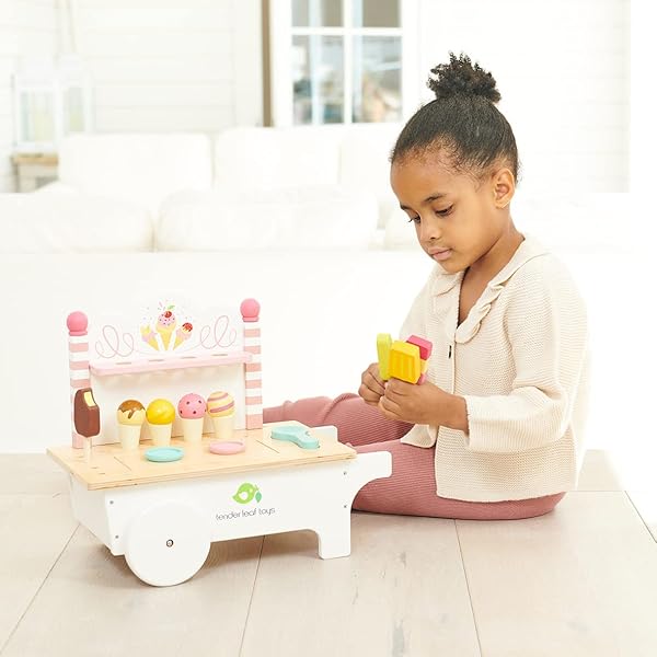 15 PC ICE CREAM CART – INCLUDES ICE CREAM CONES, POPSICLES, SCOOPER AND CART – MADE WITH PREMIUM MATERIALS AND CRAFTSMANSHIP – ENCOURAGE ROLE PLAY AND DEVELOPS SOCIAL SKILLS – FOR CHILDREN 3+