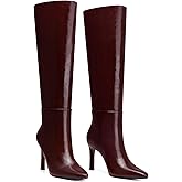 CELLENZ Womens Knee High Boots: Comfortable Stiletto Heels Boots - Heeled Wide Calf Tall 2026 Booties Women - Brown Leather Heel Boot Night Out Dancing Size 6