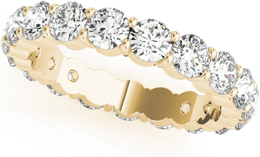 Color D Clarity VVS1 Diamond Wedding Ring Solid 14K Yellow Gold Womens Engagement Ring 3.00 Ct Diamond Womens Eternity Band Hallmarked Gold Anniversary Rings Size L M N O P Q R S