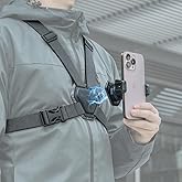 Rugvis Phone Chest Mount Harness Strap Cell Phone Holder Mount for Video Recording Bike/Kayak/Fishing/Skateboard POV/VLOG for iPhone 17/16/15/14/13 Pro Max, Samsung and More