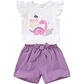 YOUNGER TREE Toddler Baby Girls Clothes Sunflower T-shirt + Bowknot Shorts with Cute Summer Girl Clothes Set