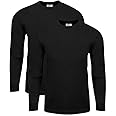 Shaka Wear Men's Cotton T-Shirt – Max Heavyweight 7 Ounce Long Sleeve Crew Neck Plain Tee Top Tshirts Regular Big Tall Size