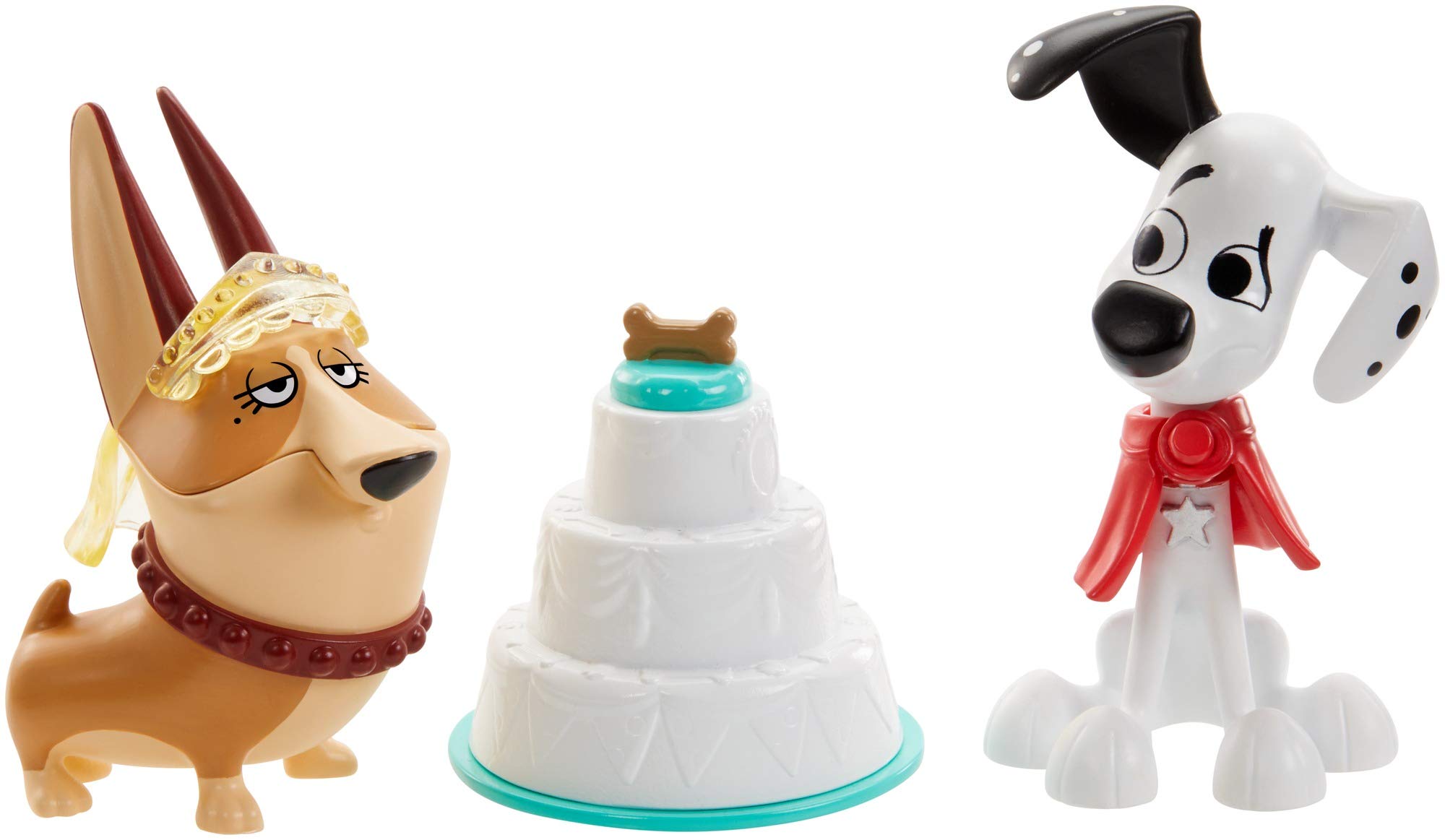 Disney 101 Dalmatian Street, Wedding Party 2-Pack, Dylan & CLARISSA Dog Figures (3-In) with Wedding Cake, Cape, and Veil Accessories