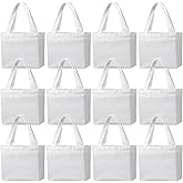 zisiueel 12 Pcs Small Canvas Tote Bags for Kids Mini Gift Bulk for Painting DIY Arts & Crafts Thick Fabric Bland Bags,11.81×7.87×3.94 Inch