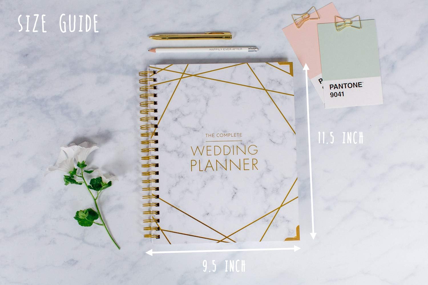 Wedding Planner Marble Gold - Undated Bridal Planning Diary Organizer - Hard Cover, Pockets & Online Support : Office Products