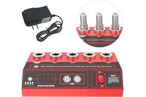 MOTOCOCHE Spark Plug Tester 5 Hole, Ignition Coil Tester 0-9000rpm Car Ignition Spark Tester with LCD Display Ignition Plug Analyzer Detector for for 12~14mm Spark Plugs
