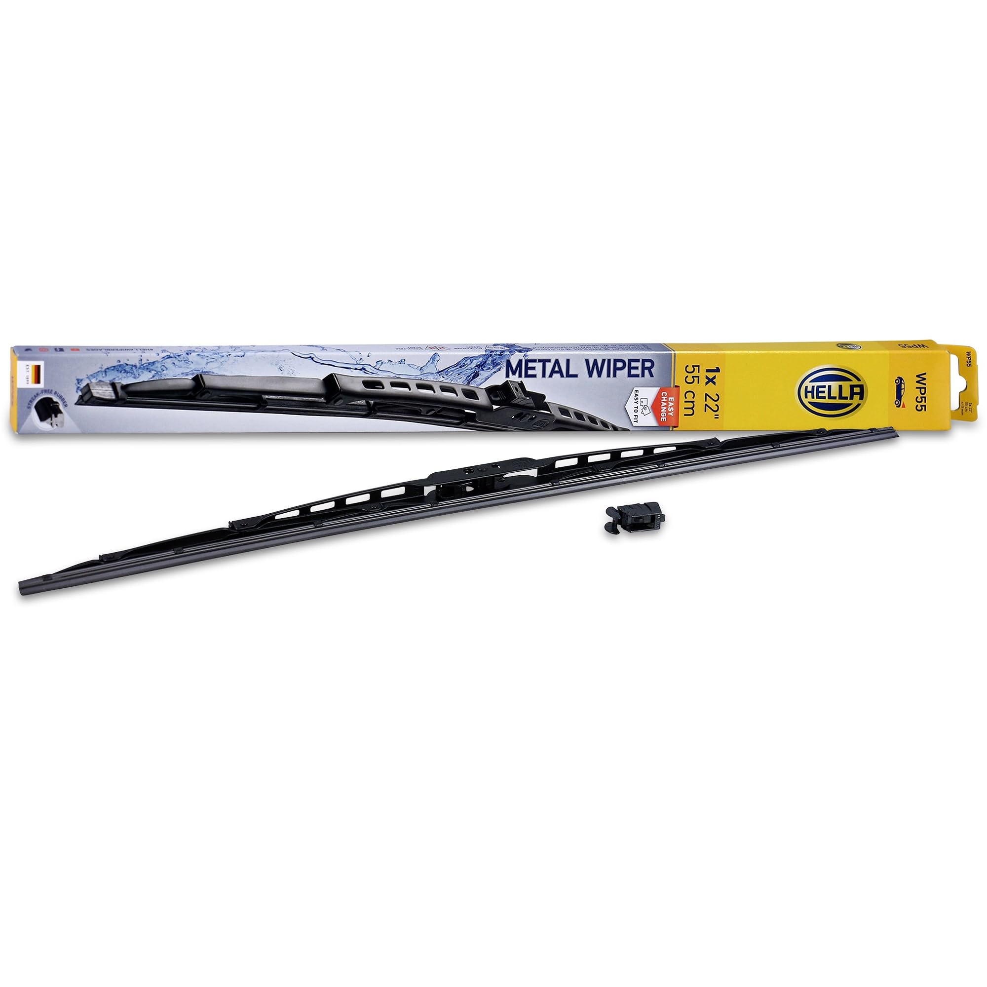 HELLA 9XW 178 878-221 Metal Wiper Wiper Blade - WP55 - Bracket Wiper Blade - for Left-Hand Drive Vehicles - 22 Inch - 550 mm - Front - Quantity: 1