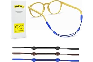 FOFALY Kids Glasses Strap, No Tail Eyeglasses Strap For Kids 3Pcs, Age 3-12 Baby Sunglasses Straps for Girls, Boys, Toddler, Adjustable Eyewear Retainer for Sports (Black, Brown, Blue, 9.5in)