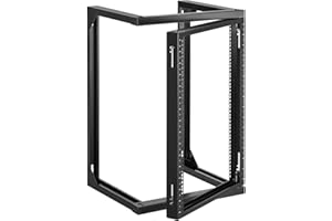 VEVOR 15U Wall Mount Server Rack, 150 lbs Max Load Capacity, Open Frame Network Rack with 180 Degrees Gate Swing, Carbon Stee