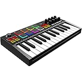OYAYO MIDI Keyboard Controller, 25 Key Rechargeable MIDI Keyboard with 8 Backlit Drum Pads, 8 Knobs, OLED Display, DAW Integration, MIDI Controller for Music Production