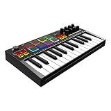 OYAYO MIDI Keyboard Controller, 25 Key Rechargeable MIDI Keyboard with 8 Backlit Drum Pads, 8 Knobs, OLED Display, DAW Integration, MIDI Controller for Music Production