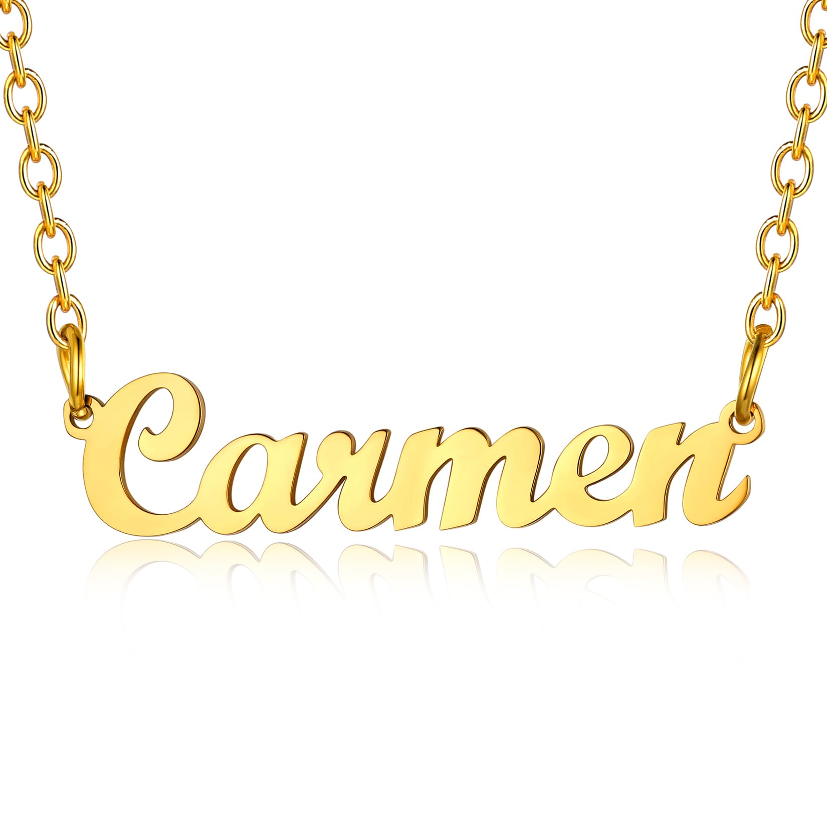 U7 Gold Plated Necklaces Name Carmen Pendant Necklace Womens Choker