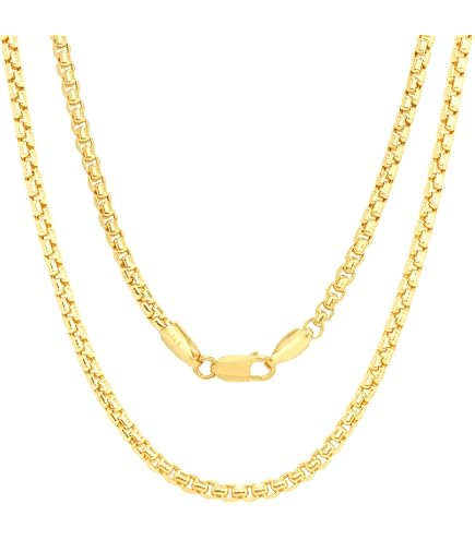 Amazon.com: Nuragold 14K Real Yellow Gold Round Box 1.5mm Venetian