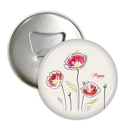 Flores planta amapola decoración pintura redondo abrebotellas ...