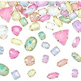 arricraft 50 Pcs Colorful Sew on Rhinestone, Mixed Shapes Glass Sewing Stones Flatback Crystal Gems with Claw for DIY Crafts Jewelry Making Dresses Clothing Shoes Bag Sewing Decorations