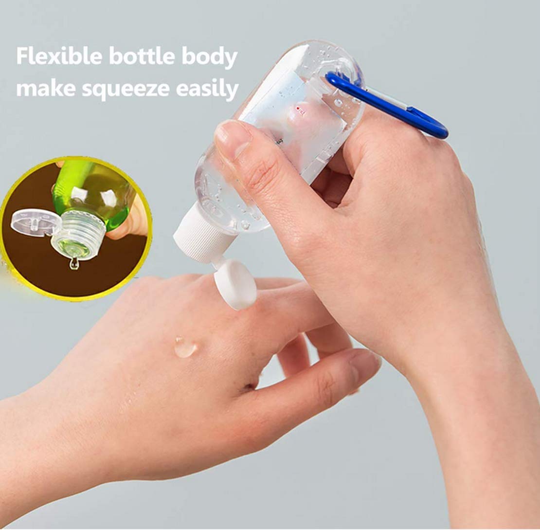 5 Packs Travel Plastic Clear Keychain Bottles,Empty Leakproof Squeeze Containers Flip Cap Small Refillable Containers for Toiletry Shampoo Lotion Soap
