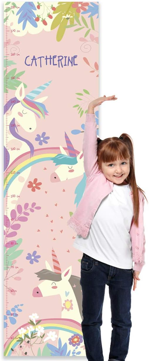 Paper Themes Personalised Childrens Height Chart for Kids Nursery Wall, or Bedroom - Unicorns