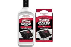 Weiman Ceramic and Glass Cooktop Cleaner - Heavy Duty Cleaner and Polish (10 Ounce Bottle and 3 Scrubbing Pads)