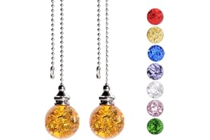 SUR-CIEL 2PCS Ceiling Fan Pull Chain, Ceiling Fan Pull Chain Extension, Fan and Light Pulls for Ceiling Fan, Ceiling Fan Pulls, Fan Chains Extensions with 21 Inches Ball Beaded Pull Chain, Amber