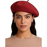 Sumolux Women Beret Hat Wool Vintage French Solid Color Classic Winter Cap