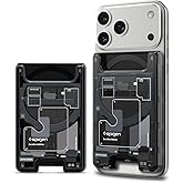 Spigen for MagSafe Wallet, Holds 3 Cards, Compatible with iPhone 17/16/15/14/13/12, Pixel 10 Series, MagSafe-Case, Pixelsnap, and Plaud Note, Transparent Card Holder - Zero One Black