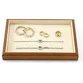 Oirlv Solid Wood Stackable Jewelry Organizer Tray Jewelry Drawer Organizer(Creamy-white)
