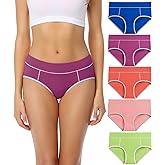 wirarpa Women's Cotton Underwear Soft Mid Waisted Briefs Ladies Panties 5 Pack